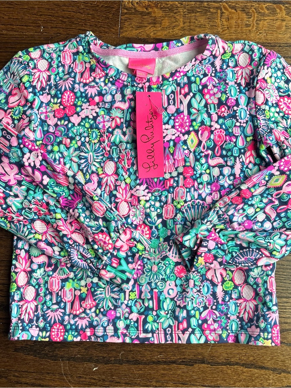 Lilly Pulitzer Girls Mini Kamala sweatshirt low tide Navy Jewely M